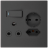 Ellies 3 Way (3 Pin; SANS 164-2; Schuko) Single Switch Socket 4x4 (100mmx100mm) -BK