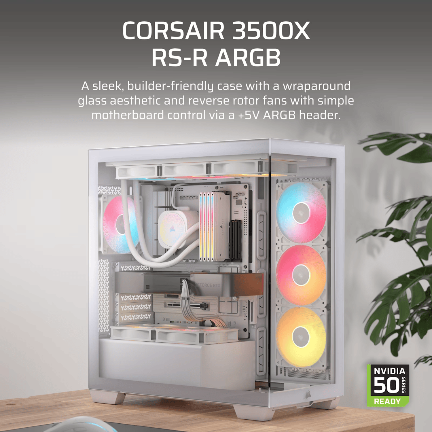 Corsair 3500X RS-R ARGB Mid-Tower PC Case – White - Image 2