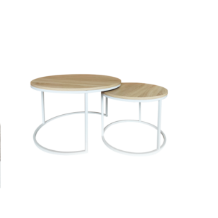 Everfurn Nile Nesting Coffee Table - Oak and White Frame